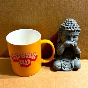 New Speak 15 Oz Coffee Mug & Speak No Evil Buddha Decor Accents